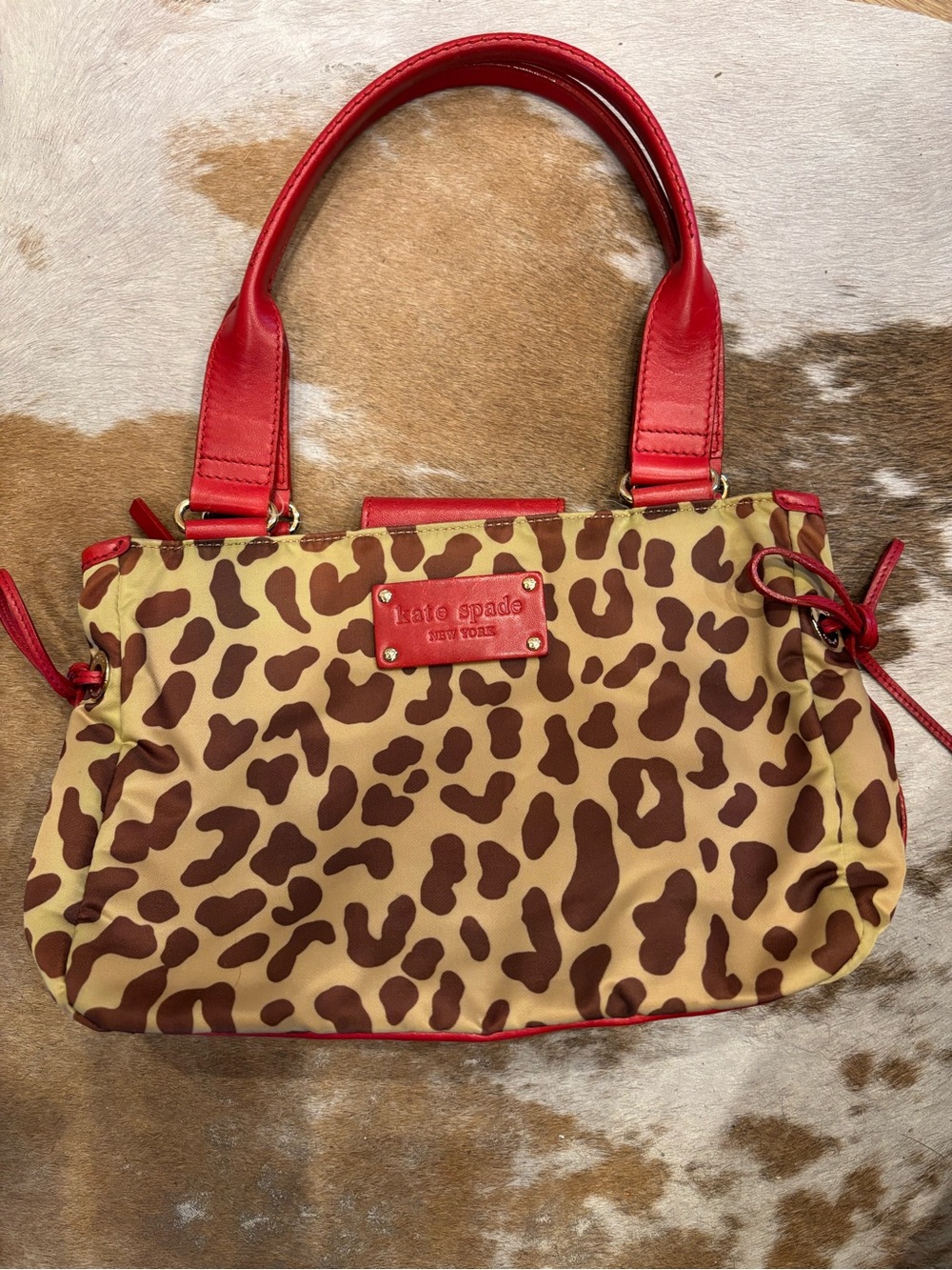 🥰 kate spade New York Red-Trim Leopard Print Women’s Tote